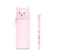 Colourbook Gommy Pets Trousse à crayons 2 en 1, silicone souple, porte-stylo de table, stylo effaçable bleu inclus