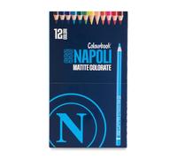 Colourbook Napoli Lot de 12 crayons de couleur en bois, Mine douce et couvrante, couleurs intenses multicolores, poignée ergonomique, avec étui, pour l'école et les loisirs