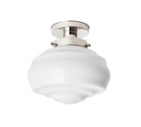 Coloured by Art - Plafonnier Alphonse 20's Nickel - Art Déco | lampe artisanale, verre opalin blanc, style Art déco, années 20-30