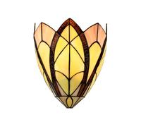 Coloured by Art - Tiffany style Applique Murale Flow Souplesse - Art Déco | lampe artisanale, verre marron, Abat-jour multicolore façon vitrail, vintage design, Stained glass style