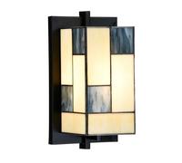 Coloured by Art - Tiffany style Applique Murale Mondriaan - Art Déco | lampe artisanale, verre grijsbleu ciel, Abat-jour multicolore façon vitrail, vintage design, Stained glass style