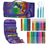 Colourful Art Co. Feutres Coloriage - Excellent Cadeau Filles - Coloriage Enfant - Boîte de 38 Feutres Pinceaux Parfumés - Fournitures Scolaires - Diverses Tailles - Couleurs et Parfums