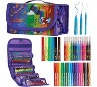 Colourful Art Co. Feutres Coloriage-Excellent Cadeau Filles-Coloriage Enfant-Boîte De 38 Feutres Pinceaux Parfumés-Fournitures Scolaires-Diverses Tailles-Couleurs Et Parfums