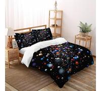 Colourful BlackSet-Bettwäsche-Sets 3D Jungen Mädchen Kinder 3 Stück Premium Mikrofaser Mit Kissenbezug Mit ReißverschlussSuper King(260x220cm)