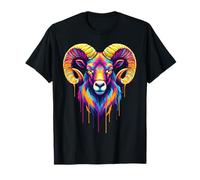 Colourful Cool Ram Head in Vivid Shades Artistic Designed T-Shirt
