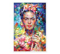 Colourful Frida Kahlo Poster de Leon Devenice 70 x 100 cm Bleu Tableaux Décoration murale