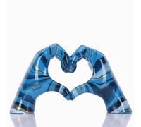 Colourful hand heart decoration, heart hand statue, love finger sculpture wedding decoration, suitable for bookshelf coffee table office bedroom TV cabinet bookshelf small ornaments home decoration.