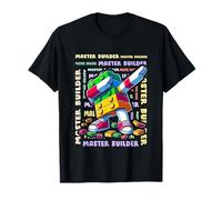 Colourful Master Builder Dabbing Blocks Bricks Builder T-Shirt