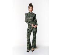 Colourful Rebel Multi Leopard Flock Mesh Extra Flare Pants Army Taille: XS | Leggings de sport Outlet | Femme | Vert