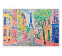 Colourful Streets of Paris Poster de Felipe Hora 100 x 70 cm Déco colorée Tableaux Décoration murale