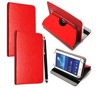 Colourful Stuff Étui Universel en Cuir, Rotatif à 360° pour Tablettes Androïdes de 10’’ et 10,1’’ + Stylet Tactile Universal 10.1" & 10" RED CASE COVER