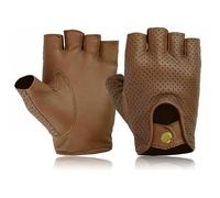 COLOURLINX Gants en cuir sans doigts pour homme - Demi-doigts pour conduite, cyclisme, vélo, gym, fauteuil roulant, moto - Gants d'été de motard en cuir véritable d'agneau souple (Tan, M)