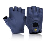 COLOURLINX Mitaines en cuir d'agneau véritable souple pour homme - Pour conduite, cyclisme, gym, fauteuil roulant, moto - Gants d'été de motard en cuir d'agneau véritable souple (bleu marine, taille M