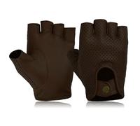 COLOURLINX Mitaines en cuir pour homme sans doigts demi-doigts conduite cyclisme vélo gym fauteuil roulant moto gants d'été motard en cuir véritable d'agneau souple (marron foncé, L)