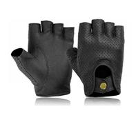 COLOURLINX Mitaines unisexes pour homme et femme en cuir véritable - Demi-doigt - Pour sports de plein air, gym, motard, moto, fauteuil roulant (noir, taille L)