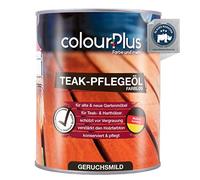 colourPlus® vernis biologique l'huile pour teck (incolore, 1 litre) Huile protectrice pour bois à l'intérieur et à l'extérieur - huile de protection pour bois à l'extérieur