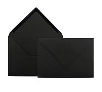 COLOURS-4-YOU Lot de 25 enveloppes au format DIN C6, 11,4 x 16,2 cm, 80 g/m², avec colle humide, rabat pointu, sans fenêtre - Noir