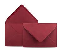 Colours-4-you - Lot de 50 enveloppes - DIN C6 - Rouge foncé - 11,4 x 16,2 cm - Enveloppes avec 80 g/m² - Fermeture humide - Rabat pointu - Sans fenêtre