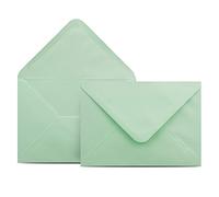 Colours-4-you Lot de 50 enveloppes DIN C6 Vert menthe - 11,4 x 16,2 cm - Enveloppes avec fermeture humide - Rabat pointu - Enveloppes sans fenêtre