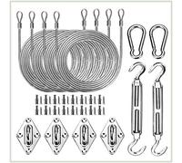 ColourTree Hardware Kit Set for Rectangle/Square Sun Shade Sails Canopy, Easy-Tensioning, 316 Military-Grade Stainless Steel(6 inch Hardware Kit + Cables)
