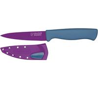Colourworks Couteau D'Office avec Étui pour Aiguiser les Couteaux Edgekeeper, Acier Inoxydable, Plum, 9.5 cm