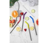 Colourworks Paille métallique réutilisable de et brosse de nettoyage, design écologique, en boîte cadeau de, acier inoxydable, 23 cm, set de 4, multicolore