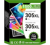 ColoWorld Cartouche d'encre 305XL Noir, Haute Capacité 1500 Pages, Compatible avec HP DeskJet 2700, 2710e, 2720e, 2800e, 2810e, 2820e, HP Plus 4120, 4110, HP Envy 6020e, 6032e, 6420e (2 Noir)