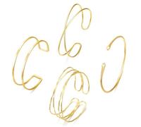 COLOYAN Lot de 4 bracelets de bras dorés réglables minimalistes pour femme, Adjustable, Zinc, Pas de gemme