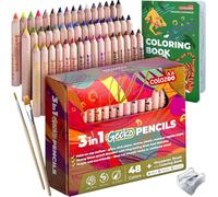 colozoo Ensemble de Crayons Gecko 3 en 1 | 48 de Couleur, 2 Pinceaux, Taille-Crayon, Livre de Coloriage dès 3 Ans | Idéal pour Enfant