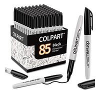 colpart Lot de 85 Marqueurs Noirs Indélébiles: Feutre Marqueur Noir Pointe Fine, Encre Permanente sur Plastique, Bois, Métal, Verre. Parfaits pour Marquage et Artisanat