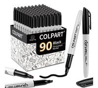 colpart Lot de 90Marqueurs Noirs Indélébiles: Feutre Marqueur Noir Pointe Fine, Encre Permanente sur Plastique, Bois, Métal, Verre. Parfaits pour Marquage et Artisanat