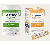 COLPROPUR Active Fruits des Bois + Essentiel | Collagène Poudre + Sticks | 30 jours + Format Voyage | Complément Articulations & Muscles | Collagène Hydrolysé + Acide Hyaluronique + Magnésium + Vitami
