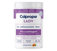 Colpropur – Complément Collagène – Spécial Ménopause – Acide Hyaluronique & CoQ10 – Pêche 340g