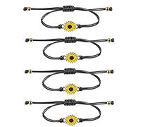 Colrid 4 Pièce Tournesol Bracelets, Bracelets D'amitié Dames, Bracelets de Promesse Réglables, pour de Bons Amis, Famille, Femmes, Filles, Hommes, Garçons, Cadeau