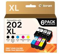 Colroan 6-Pack 202XL Haute Rendement Cartouches compatibles pour Epson 202 XL Multipack pour Epson Expression Premium XP-6000 XP-6005 XP-6100 XP-6105 (XL Capacité)
