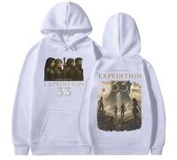 COLseller Sweat Expedition 33 | Style Ensole Clair Obscur | Streetwear Rétro Unisexe | Confort en Coton (Blanc,M)