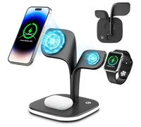 COLSUR 5 en 1 Chargeur Induction iPhone 17/16/15/14/13/12,Station de Charge Apple Watch 10/9/8/7/6/5/4/SE/2/Ultra,Chargeur sans Fil AirPods 4/3/2/Pro,[Top Magnétique] Wireless Charger - Noir