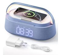 COLSUR Radio Reveil Digital avec Chargement sans Fil, Enceinte Bluetooth Multifonctionnel Radio FM Matin Digital avec Port de Chargement USB, Affichage LED, Lampe Cadeau Homme Femme
