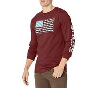 Columbia Apparel Men's Long Sleeve Tee Shirt Outdoors Fishing Camping Hiking, Rich Wine with Gulfstream, Medium