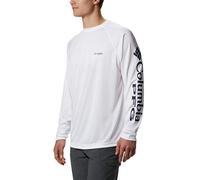 Columbia Long Sleeve Polo Terminal Tackle Chemise à Manches Longues, Blanc/Logo Nightshade, L Homme