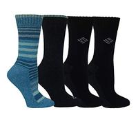 Columbia Lot de 4 Paires de Chaussettes pour Femme avec contrôle de l'humidité, Fjord Bleu/Noir, Taille Unique