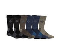 Columbia Lot de 6 paires de chaussettes pour homme avec contrôle de l'humidité, kaki/bleu marine/marron/noir, 6-12