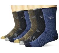 Columbia Lot de 6 paires de chaussettes pour homme Moisture Control Quarter Crew, kaki/bleu marine/marron/noir, 6-12