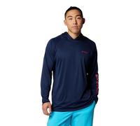 Columbia Men's Terminal Tackle Hoodie, Cool Navy/Sunset Red Logo, Medium