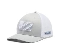Columbia PFG Casquette unisexe, motif drapeau à poisson en maille, couronne haute, gris clair/blanc/drapeau de poisson américain, XXL