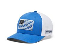 Columbia PFG Casquette en Maille Motif Poisson, Bleu Vif, Blanc, Drapeau américain, Small-Medium Unisexe-Adulte