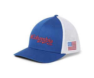 Columbia PFG Mesh Casquette en Maille, Unisexe, Bleu foncé, Drapeau des États-Unis (Mountain Blue/Us Flag), Taille L/XL