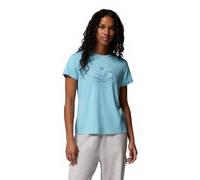 Columbia Sloan Ridge T-Shirt Graphique à Manches Courtes pour Femme, Bleu Vintage, Paysage linéaire, Taille S