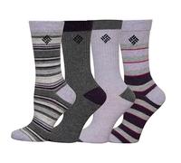 Columbia Striped Crew Socks 4-Pack Chaussettes, Rayures Violettes/Grises, 3.5-9 UK (Lot de 4) Femme