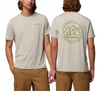Columbia - T-shirt de randonnée léger et respirant - Parsons Point SS Back Graphic Tee Dark Stone Heather Linear Peaks pour Homme - Taille L - Beige Beige L
